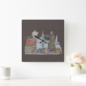 ハンドパワー裁縫機 スクエア壁時計 (ホーム)