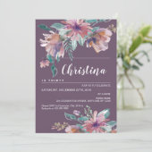 ハンドパープ色彩の鮮やかル·フローラ·おばあちゃん誕生パーティー 招待状 (スタンド正面)