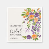 ハンドパー絵を描プルオレンジフローラブライダルシャワー スタンダードカクテルナプキン (正面)