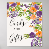 ハンドパー絵を描プルオレンジフローラブライダルシャワー ポスター (正面)