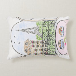 ハンドパ絵を描リお洒落エッフェルタワーRIGHT アクセントクッション