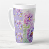 ハンドパ絵を描ープルパンジーパンジーフローララテマグ カフェラテマグ (左アングル)