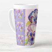 ハンドパ絵を描ープルパンジーパンジーフローララテマグ カフェラテマグ (左アングル)