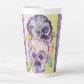 ハンドパ絵を描ープルパンジーパンジーフローララテマグ カフェラテマグ (正面)
