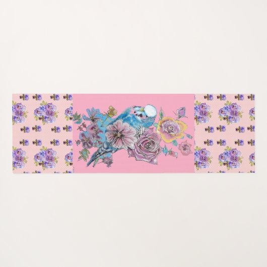 ハンドピン色彩の鮮やかクブルーバジーフローラヨガマット ヨガマット (裏面(横))