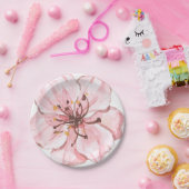 ハンドピ図解入りの、写真付きのンクさくらんぼ花 ペーパープレート (パーティー)