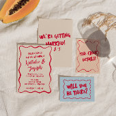 ハンドピ書ックレッド予測できなレトロ結婚おもしろい 招待状