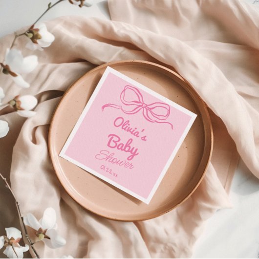 ハンドピ書ック弓ベビー女子シャワー スタンダードカクテルナプキン