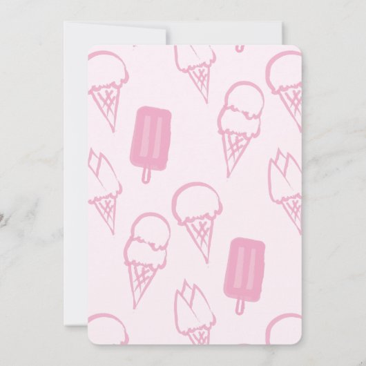 ハンドピ絵を描ックアイスクリームガール誕生日 招待状 (裏面)