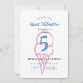 ハンドピ絵を描ックアイスクリームガール誕生日 招待状 (正面)