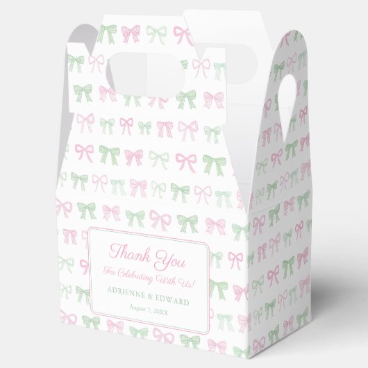 ハンドピ絵を描ンクとグリーン弓ベビーガールシャワー フェイバーボックス (オープン)