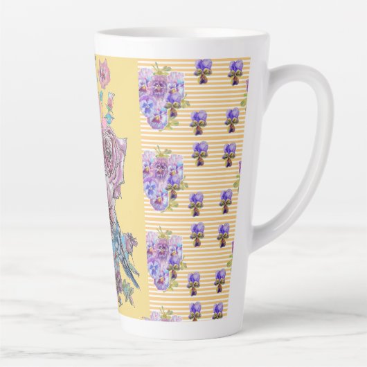 ハンドピ絵を描ンクイエローブジーフローララテマグ カフェラテマグ (右)