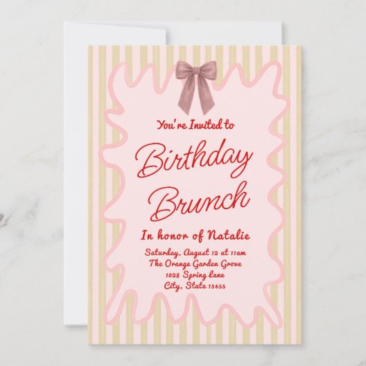 ハンドピ絵を描ンククボウフレーム誕生日ブランチ 招待状 (正面)