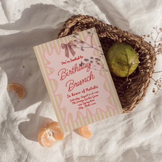 ハンドピ絵を描ンククボウフレーム誕生日ブランチ 招待状