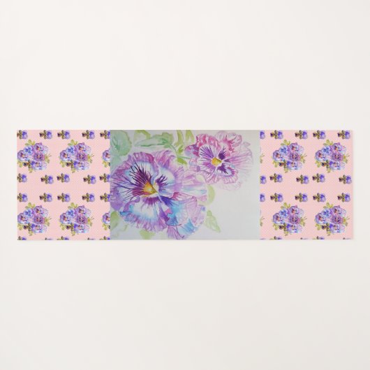 ハンドピ絵を描ンクパンジーフローラヨガマット ヨガマット (裏面(横))