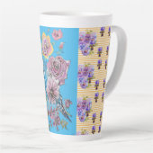 ハンドピ絵を描ンクブルーブジーフローララテマグ カフェラテマグ (右アングル)