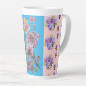 ハンドピ絵を描ンクブルーブジーフローララテマグ カフェラテマグ (右アングル)