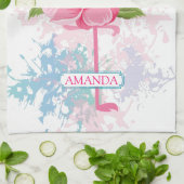 ハンドピ色彩の鮮やかックフラミンゴ キッチンタオル (折り畳み)