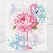 ハンドピ色彩の鮮やかックフラミンゴ ワインラベル (シングルラベル)