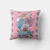 ハンドピ色彩の鮮やかンクブルーブジーフローラデコークッション クッション (裏面)