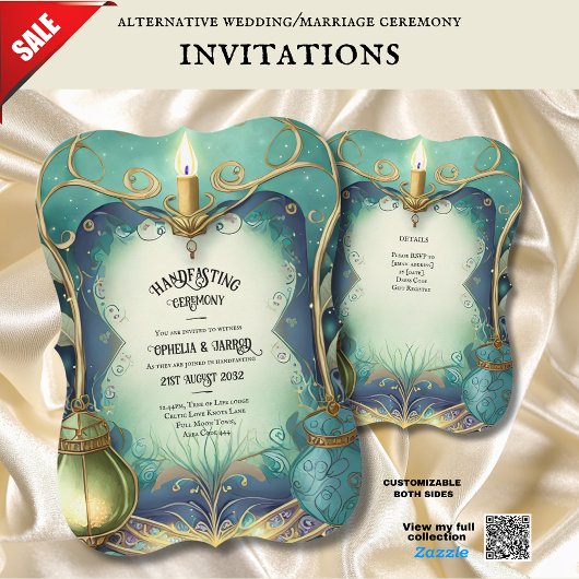 ハンドファスティング招待状 緑金 エーテリアル 招待状