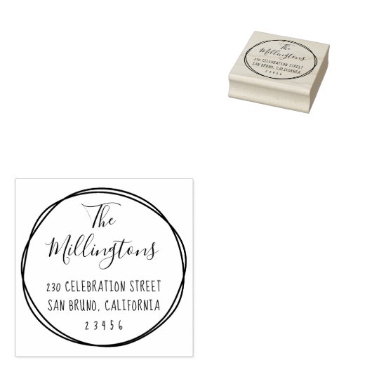 ハンドファ書ミリ名スクリプト差出人住所 ラバースタンプ (押印)