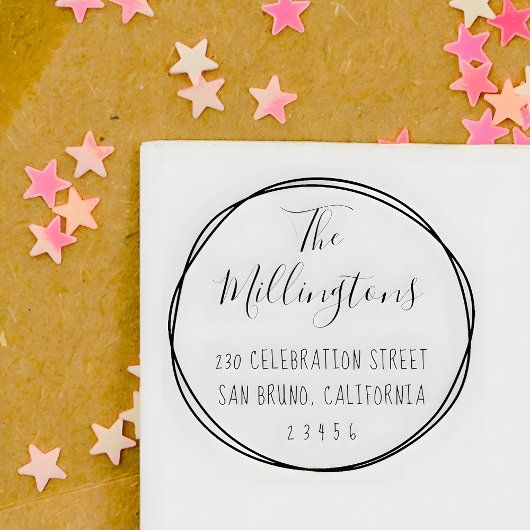 ハンドファ書ミリ名スクリプト差出人住所 ラバースタンプ