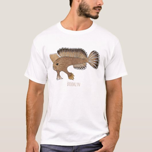 ハンドフィッシュ漫画イラストレーション Tシャツ (正面)