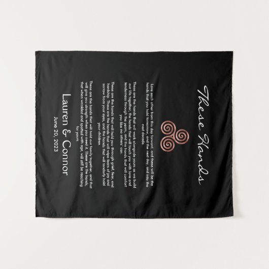 ハンドフェスティングスパイラルケルト結び目模様アイリッシュ結婚ズの誓い タペストリー (正面(横))