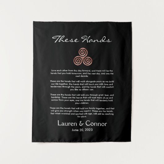 ハンドフェスティングスパイラルケルト結び目模様アイリッシュ結婚ズの誓い タペストリー (正面)