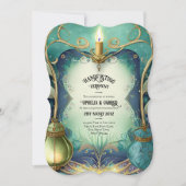 ハンドフェスティング招待状グリーン金ゴールドエーテル 招待状 (正面)