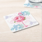 ハンドフラミ絵を描ンゴ スクエアペーパーコースター (アングル)