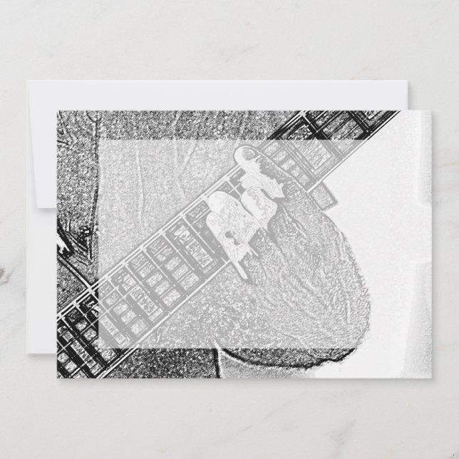 ハンドフレッティングギターのbwスケッチ (正面)