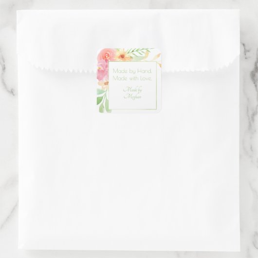 ハンドフレームステッカー製フローラ スクエアシール (バッグ)