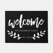 ハンドブラシモダンドフォントリーフパーソナライズされた ドアマット (正面)