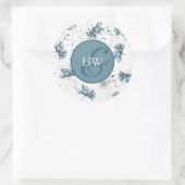 ハンドブルー絵を描モノグラムフローラ ラウンドシール (バッグ)