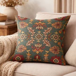 ハンドブロックプリントのピローカバー ボーホー ラスティック デコレーション クッション