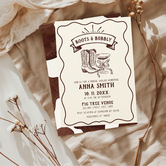 ハンドブ図解入りの、写真付きのーツ&バブリーかわいいブライダルシャワー 招待状