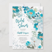 ハンドブ絵を描ルーシックフローラ冬ブライダルシャワー 招待状 (正面)