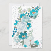 ハンドブ絵を描ルーシックフローラ冬ブライダルシャワー 招待状 (裏面)