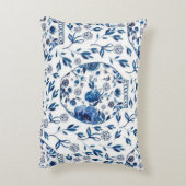 ハンドブ絵を描ルート&ホワイトチャイノアイセリーフローラスタイル アクセントクッション (裏面(縦))