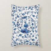 ハンドブ絵を描ルート&ホワイトチャイノアイセリーフローラスタイル アクセントクッション (正面(垂直))