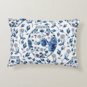 ハンドブ絵を描ルート&ホワイトチャイノアイセリーフローラスタイル アクセントクッション (裏面)