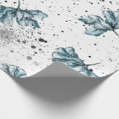 ハンドブ絵を描ルーフローラデザイン ラッピングペーパー (角)