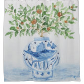 ハンドブ絵を描ルールとホワイトジンジャージャー シャワーカーテン (正面)