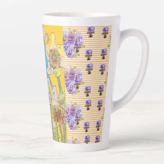 ハンドブ色彩の鮮やかルーイエローデッフォディルフローララテマグ カフェラテマグ (右)