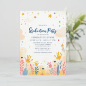 ハンドプリントの花 幼稚園 卒園写真 招待状 (スタンド正面)