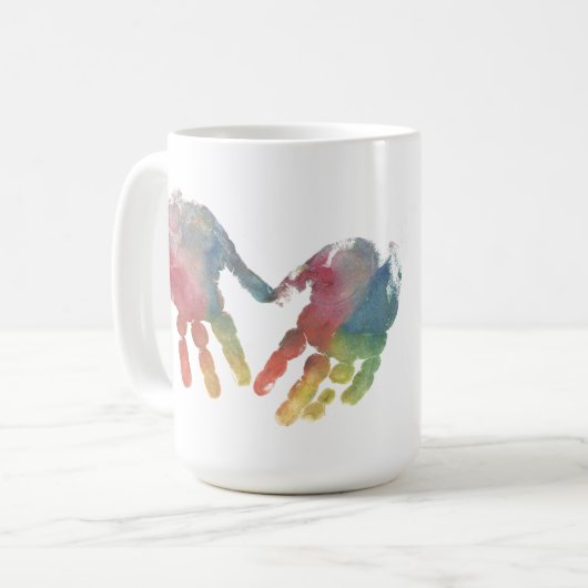 ハンドプリントハートCutest Toddlerベビー写真 コーヒーマグカップ (正面左)