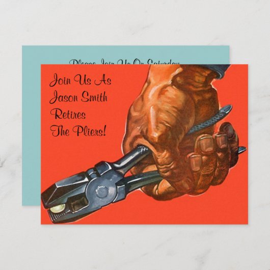 ハンドプ男らしライヤの退職招待状 招待状 (正面/裏面)