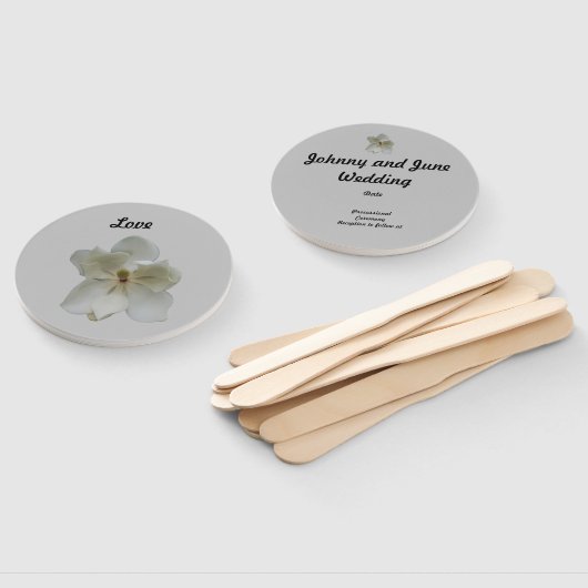 ハンドヘルドファンプログラム上の白いマグノリア花 ハンドファン (組立なし)